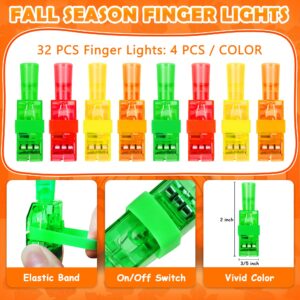 Fall Thanksgiving Party Favors, 32 Pcs Finger Lights for Kids Pumpkin Turkey Light Up Toys Bulk Fall Festival Prizes Treats Goodie Bag Stuffers Pinata Fillers Thanksgiving Party Decorations Supplies