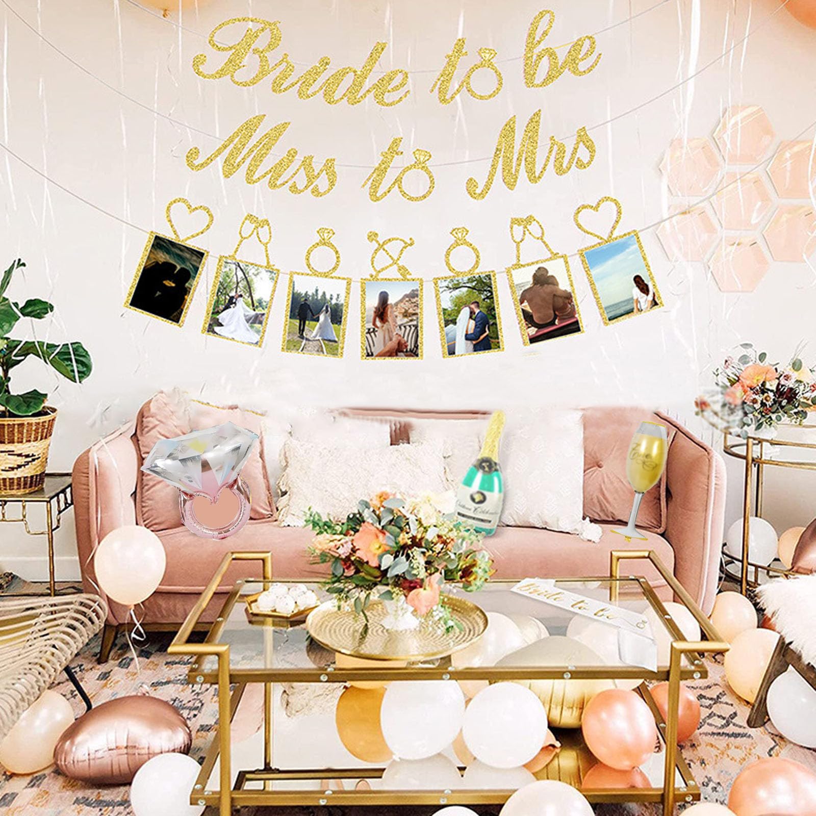 YSVVALDEG Bachelorette Party Decoration, Our Bride To Be Decorations Include Bride To Be Sash, Bachelorette Balloons, Bachelorette Photo Props, Tassel Curtains And Other Bridal Shower Decorations