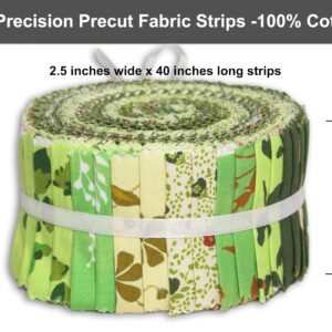 Soimoi 40Pcs Florals Print Cotton Precut Fabrics for Quilting Craft Strips 2.5 x 42 inches Jelly Roll