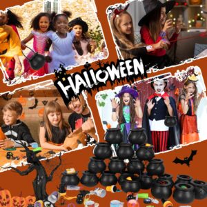 APROAT 240 PCS Halloween Party Favors for Kids Bulk, 24 Pack Prefilled Small Plastic Witch Cauldron,Halloween Toys for Trick or Treat,Halloween Prizes for Kids Party