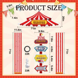 Tlswshsy 17PCS Circus Tent Decorations Set, Carnival Circus Door Banner with Awning and Directional Signs, Red and White Carnival Welcome Supplies for Circus Theme Party Birthday Home Decor