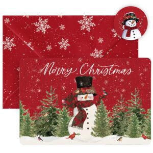 artoid mode 24 pack merry christmas thank you cards bird snowman xmas tree greeting cards gift with envelope sticker blank note cards for birthday wedding baby shower bridal shower, 4 x 6 inch