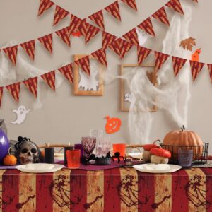 Kochorie 4 Pieces Horror Circus Party Decorations Including 2 Halloween Bloody Disposable Plastic Tablecloths 2 Creepy Carnival Banner Striped Pennant Banner Halloween Party Supplies