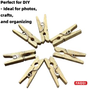 Gold Clothes Pins 100 Pack - Mini Clothespins for Photos, Crafts, and More