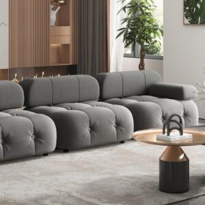 ADOWORE Bubble Sofa Couch for Living Room, 103inch Velvet Modern Sectional Sofa, L Shape Minimalist Modular 4-Seater Sofa Bubble Couch with Ottomans for Office Apartment