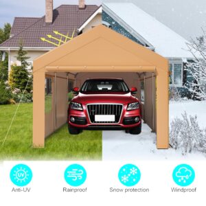 Carport Canopy, MilleLoom Portable Garage with Removable Sidewalls, 10x20 Extra Large Car Carport Heavy Duty, with Roll-Up Ventilated Windows, UV Resistant & Waterproof, for Car, Bike, Truck, Boat