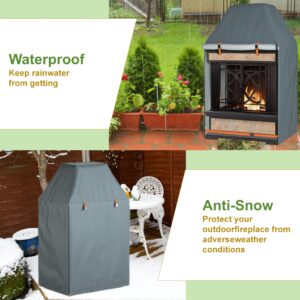 Outdoor Fireplace Cover, Heavy Duty Waterproof Oxford Fabric for Protecting Outdoor Upright Patio Wood Burning Fireplace Covers, 36x25x57 inch Gray