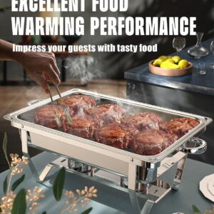 Chafing Dishes for Buffet 4 Pack, 9QT [No Fingers Cut] Roll Edge Designed Chafing Dish Buffet Set [Mirror-Like Polished Finish] Food Warmers for Parties, Birthday, Holiday Parties, Church Events, etc