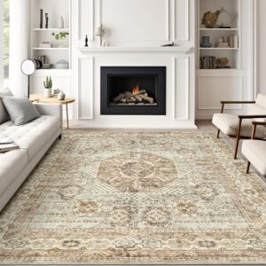 zesthome 8x10 area rugs-washable rug for living room, non-slip backing rugs, stain resistant 8x10 rug for bedroom, ultra-thin low pile rugs, vintage large home decor rug