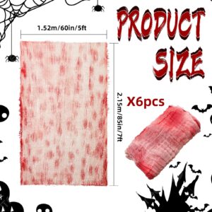 6 PCS Halloween Bloody Gauze Table Cover- 85" x 60"Scary Bloody Tablecloth Halloween Creepy Blood Cloth-Halloween Gauze Cloth Spooky for Party Outdoor and Indoor Spook Houses Supplies