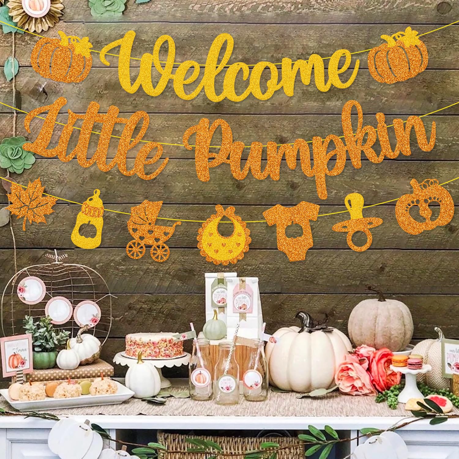 Welcome Little Pumpkin Banner Pumpkin Baby Shower Party Decorations for Baby Boy Girl Autumn Happy Fall Thanksgiving Gender Reveal Party Supplies