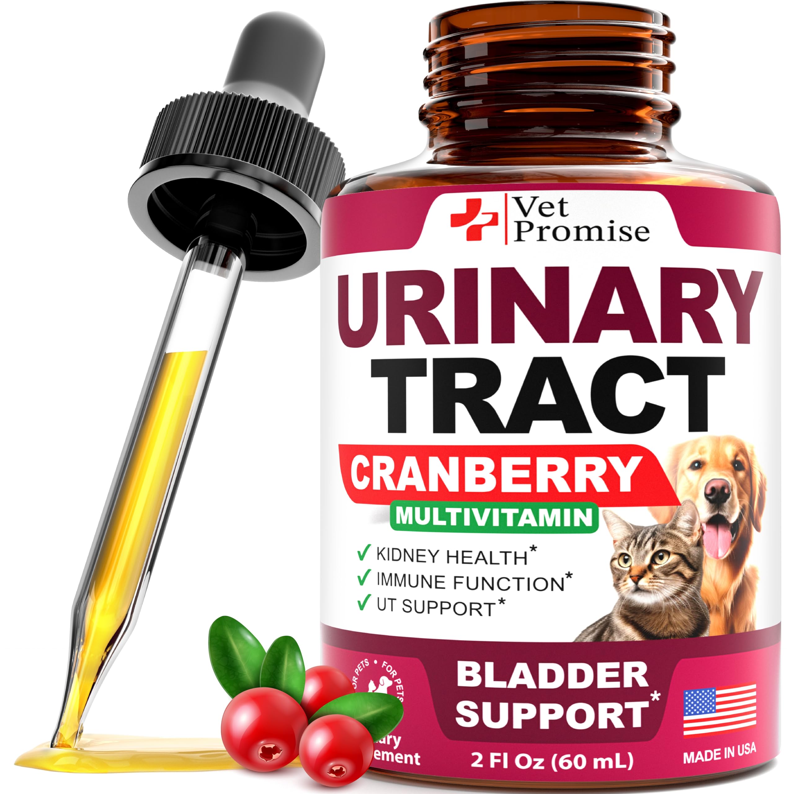 Cat & Dog UTI Treatment - Cranberry Supplement for Dogs UTI - Bladder Control - Dog Urinary Tract Infection Treatment - Dog & Cat UTI Medicine - Dog Cranberry Supplement Vitamins Multivitamin