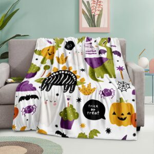 Herside Cute Halloween Throw Blanket for Boys Girls Kids,Soft Cartoon Flannel Fleece Blanket with Kawaii Ghost Pumpkin Printed Ultra Fluffy Blanket Lightweight Couch Sofa Bed Throw Blanket