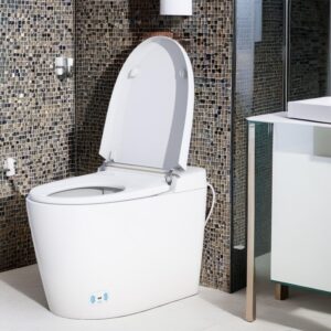 CIPACHO Smart Toilet with Bidet Built In, Modern Bidet Toilet with Heated Seat, One Piece Elongated Bidet Toilet with Auto Flush,Foot Sensor Flush,Warm Air Drying, Remote Control and LED Display