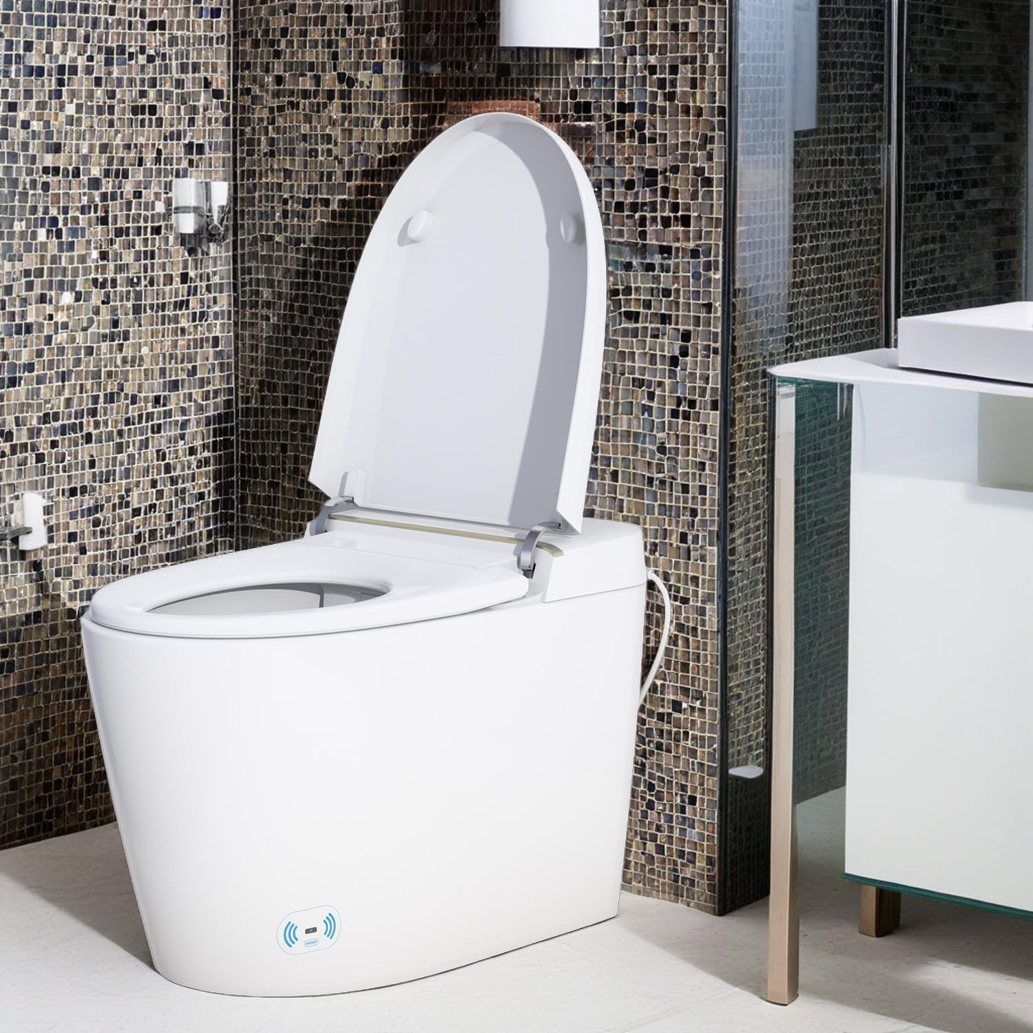 CIPACHO Smart Toilet with Bidet Built In, Modern Bidet Toilet with Heated Seat, One Piece Elongated Bidet Toilet with Auto Flush,Foot Sensor Flush,Warm Air Drying, Remote Control and LED Display