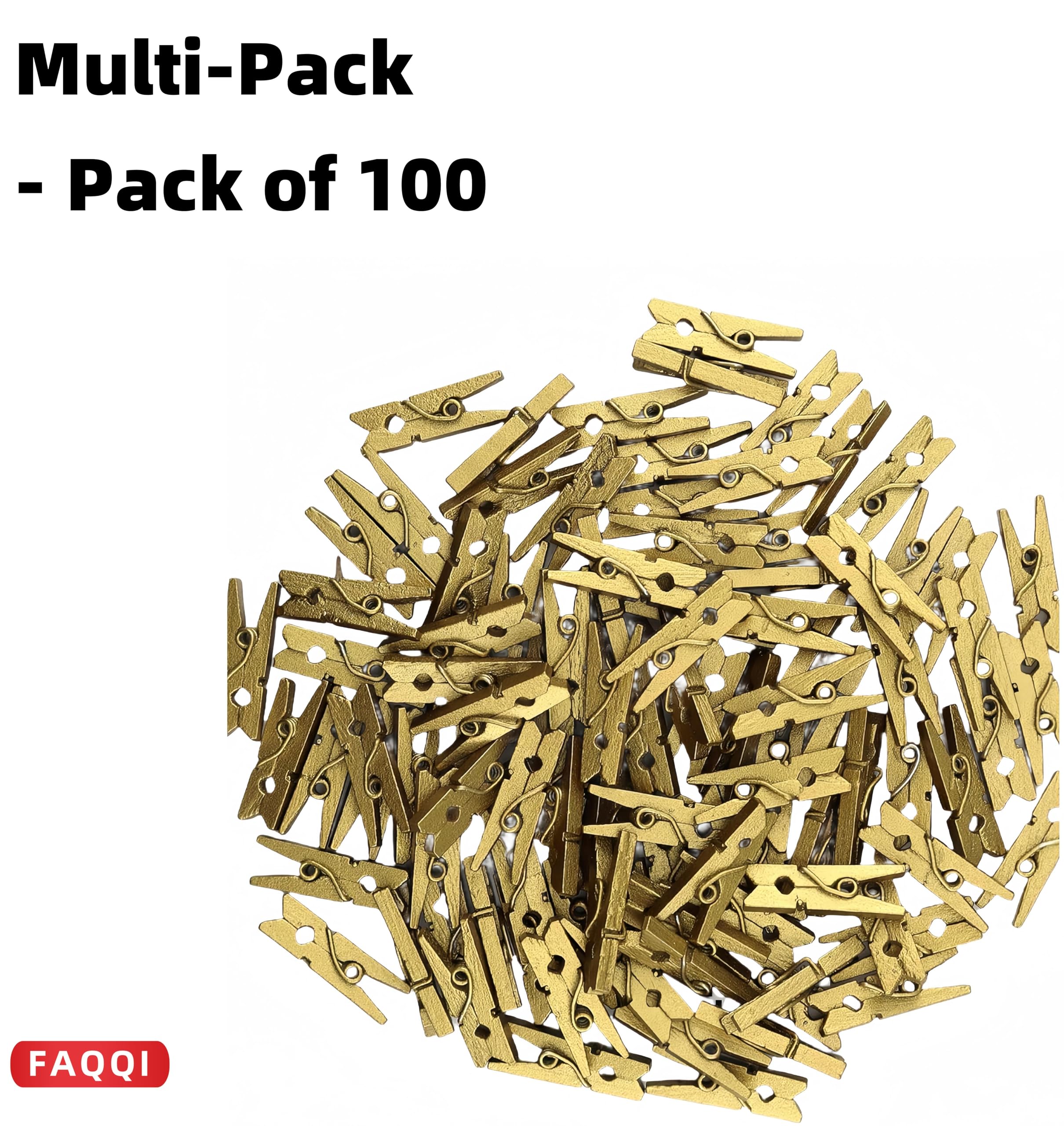 Gold Clothes Pins 100 Pack - Mini Clothespins for Photos, Crafts, and More