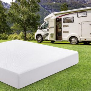 vipbear short queen rv mattress 10 inch memory foam mattress with tencel cover, premier cooling green tea/gel medium firm bed mattress in box for camper/truck/trailer, certipur-us 75'' x 60''