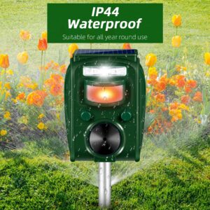 Upgraded Ultrasonic Animal Repeller Outdoor,Deer Repellent Devices Solar Animal Repeller with Motion Sensor & Strobe Light Animal Deterrent to Keep Dog Cat Deer Rabbit Squirrel Raccoon Out of Yard