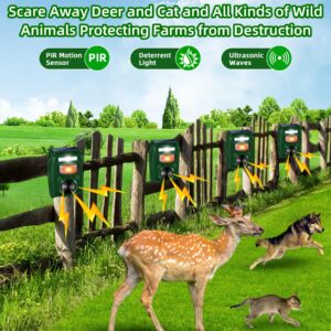 Upgraded Ultrasonic Animal Repeller Outdoor,Deer Repellent Devices Solar Animal Repeller with Motion Sensor & Strobe Light Animal Deterrent to Keep Dog Cat Deer Rabbit Squirrel Raccoon Out of Yard