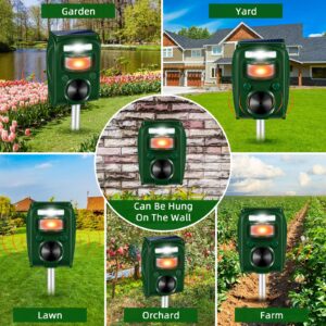 Upgraded Ultrasonic Animal Repeller Outdoor,Deer Repellent Devices Solar Animal Repeller with Motion Sensor & Strobe Light Animal Deterrent to Keep Dog Cat Deer Rabbit Squirrel Raccoon Out of Yard