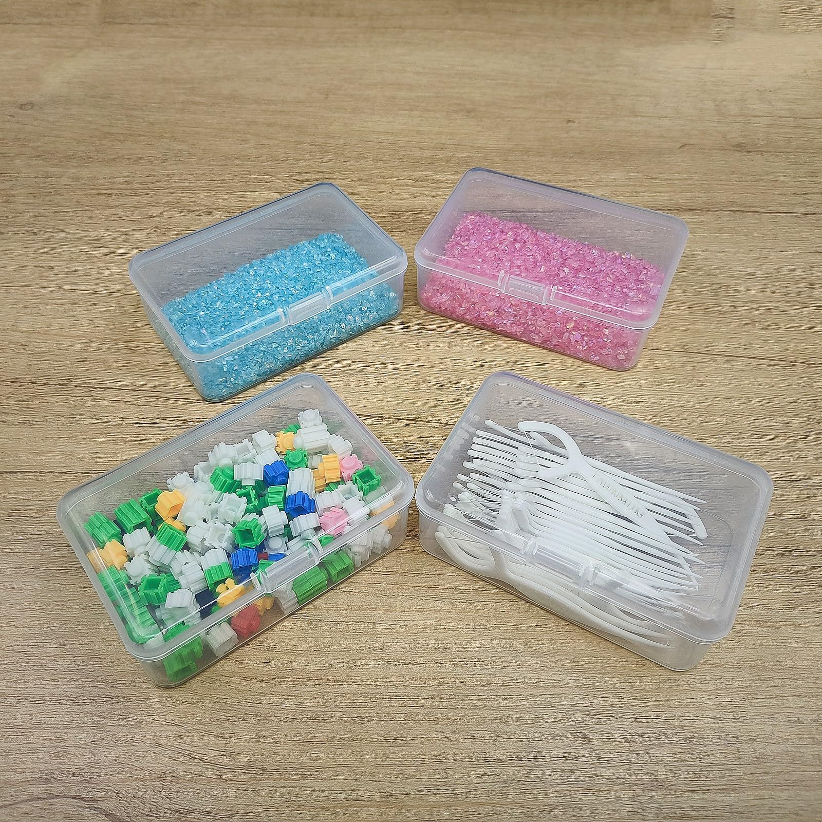 zjztian Mini Small Plastic Containers, Clear Storage Containers, Small Plastic Box,Containers Box for Collecting Small Items, Beads, Jewelry, Business Cards, parts, Crafts (3.74x2.55x1.29-12pack)