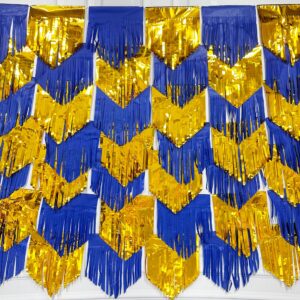 royal blue gold tassel backdrop tissue paper metallic foil fringe tinsel garland streamers bunting banner for graduation birthday anniversary bachelorette wedding engagement party decorations supplies