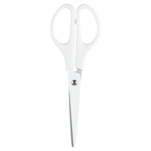 jam paper arts & crafts scissors - 6 3/4 inch - white - ergonomic handle & stainless steel pointed tip blades - sold individually