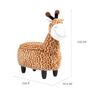 Home 2 Office Geno The Giraffe Ottoman with Storage for Kids' Bedroom, Playroom, Nursery or Recreation Room Decor, Soft Animal-Shaped Toddler Furniture with Wooden Legs