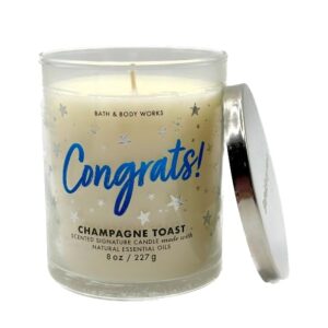 Generic Bath + Body Works Congratulations Candle in Champagne Toast Scent - Congrats Scented Candle with Natural Essential Oils - Single Wick, 8 Ounce Candle, White