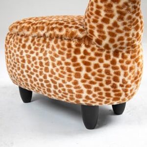 Home 2 Office Geno The Giraffe Ottoman with Storage for Kids' Bedroom, Playroom, Nursery or Recreation Room Decor, Soft Animal-Shaped Toddler Furniture with Wooden Legs