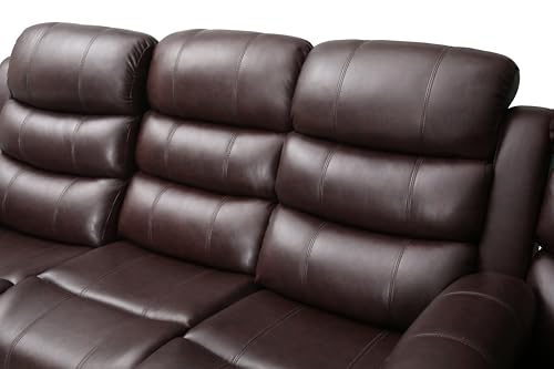 Kingway Inc Johnson Power Recliner Sectional Sofa, Brown