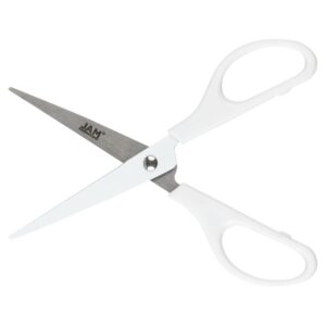 JAM PAPER Arts & Crafts Scissors - 6 3/4 Inch - White - Ergonomic Handle & Stainless Steel Pointed Tip Blades - Sold Individually