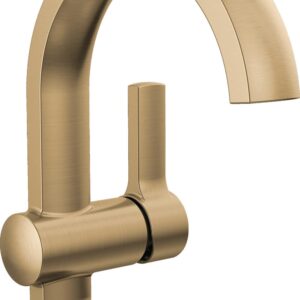 Delta Faucet Albion Single Hole Bathroom Faucet, Gold Single Handle Bathroom Faucet, Bathroom Sink Faucet, Metal Push Pop-Up Drain Assembly, 1.2 GPM Flow Rate, Champagne Bronze 15855LF-CZ