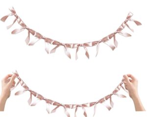 jevenis 1pcs short light peach color garland peach color bow ribbon banner coquette bachelorette party coquette birthday party bow party decorations