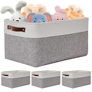 4 pack large fabric storage bins with 10 clothing storage bags | linen closet organizer bins with handles | storage baskets for shelf and decorative collapsible baskets, organizing clothes & toys