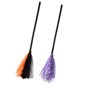 reicyfang 2pcs halloween witch broom, realistic witches broom costume prop, plastic witch broomstick cosplay broom props, halloween costume haunted house decoration, witch flying broomstick