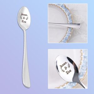 Jesus Gifts for Pastor Tea Spoon Gifts for Men Grandpa Dad Christian Religious Gifts for Grandma Mom Friend Birthday Christmas Gift for Pastor Coworker Tea Coffee Lovers Cereal Ice Cream Spoon