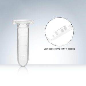 Arteya 5ml Microcentrifuge Tubes 200PCS,Centrifuge Tubes with Attached Lid, Round Bottom Transparent Micro Centrifuge Sample Bottle Vials Container for Lab,Plastic Lab Snap Tubes,Clear Graduation