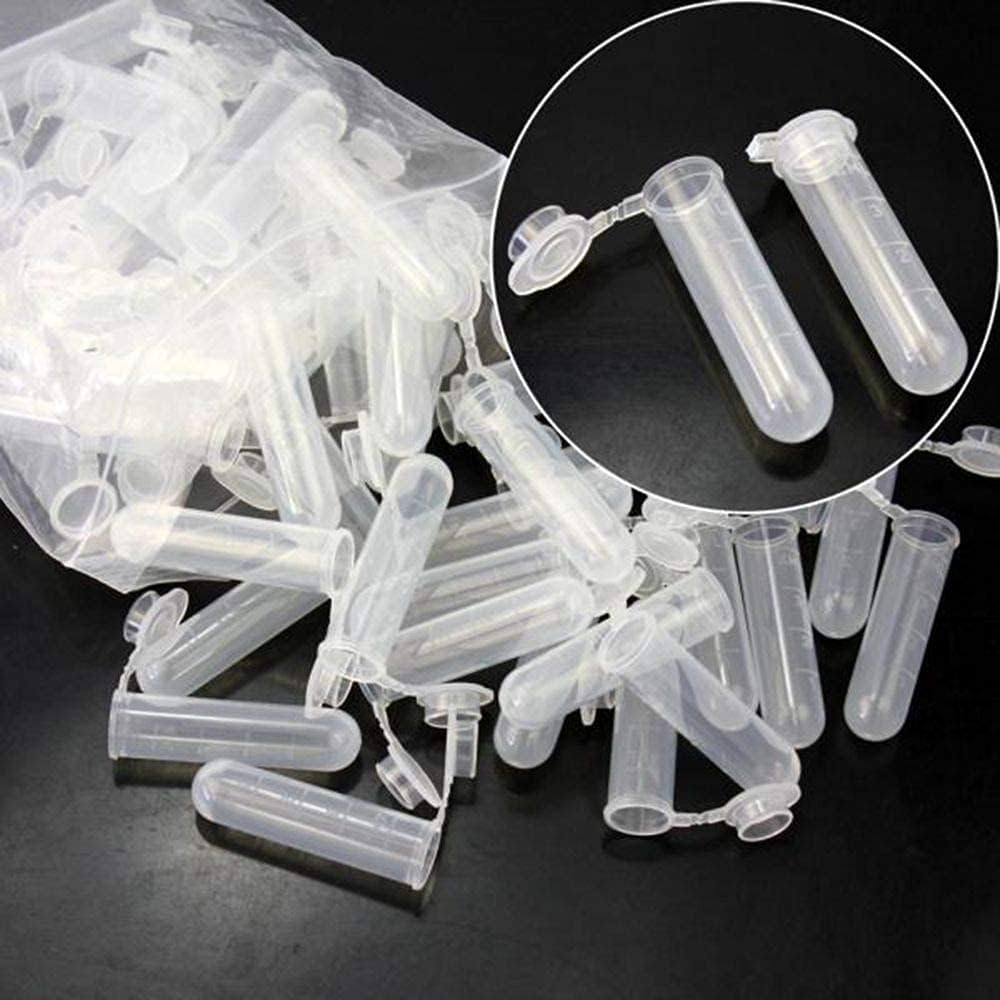 Arteya 5ml Microcentrifuge Tubes 200PCS,Centrifuge Tubes with Attached Lid, Round Bottom Transparent Micro Centrifuge Sample Bottle Vials Container for Lab,Plastic Lab Snap Tubes,Clear Graduation