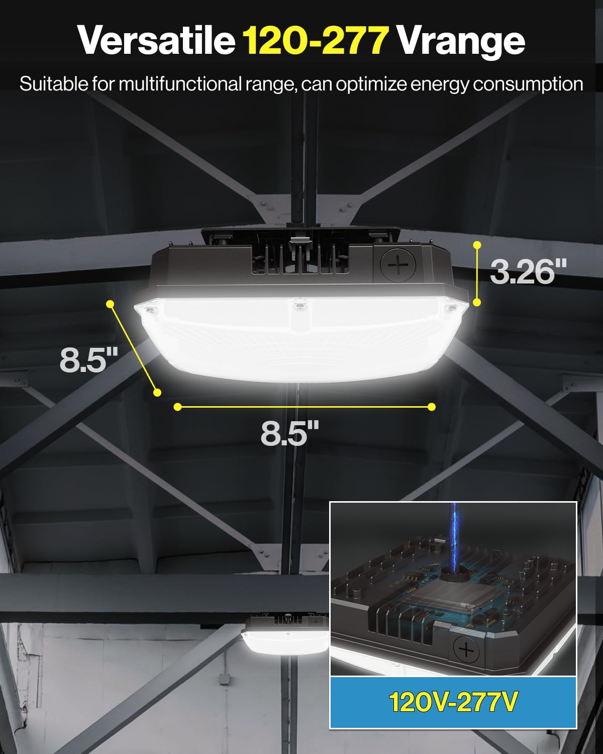 Sunco 6 Pack Square Canopy Light LED, Ceiling Commercial Outdoor, 40W, 5800 Lumens, 5000K Daylight, Dimmable (0-10V), Waterproof IP65, for Warehouse, Garage, Gas Station ETL/DLC