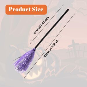 Reicyfang 2pcs Halloween Witch Broom, Realistic Witches Broom Costume Prop, Plastic Witch Broomstick Cosplay Broom Props, Halloween Costume Haunted House Decoration, Witch Flying Broomstick