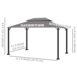 Outsunny 10' x 13' Patio Gazebo, Outdoor Gazebo Canopy Shelter with Netting and Curtains, Aluminum Frame for Garden, Lawn, Backyard and Deck, Gray