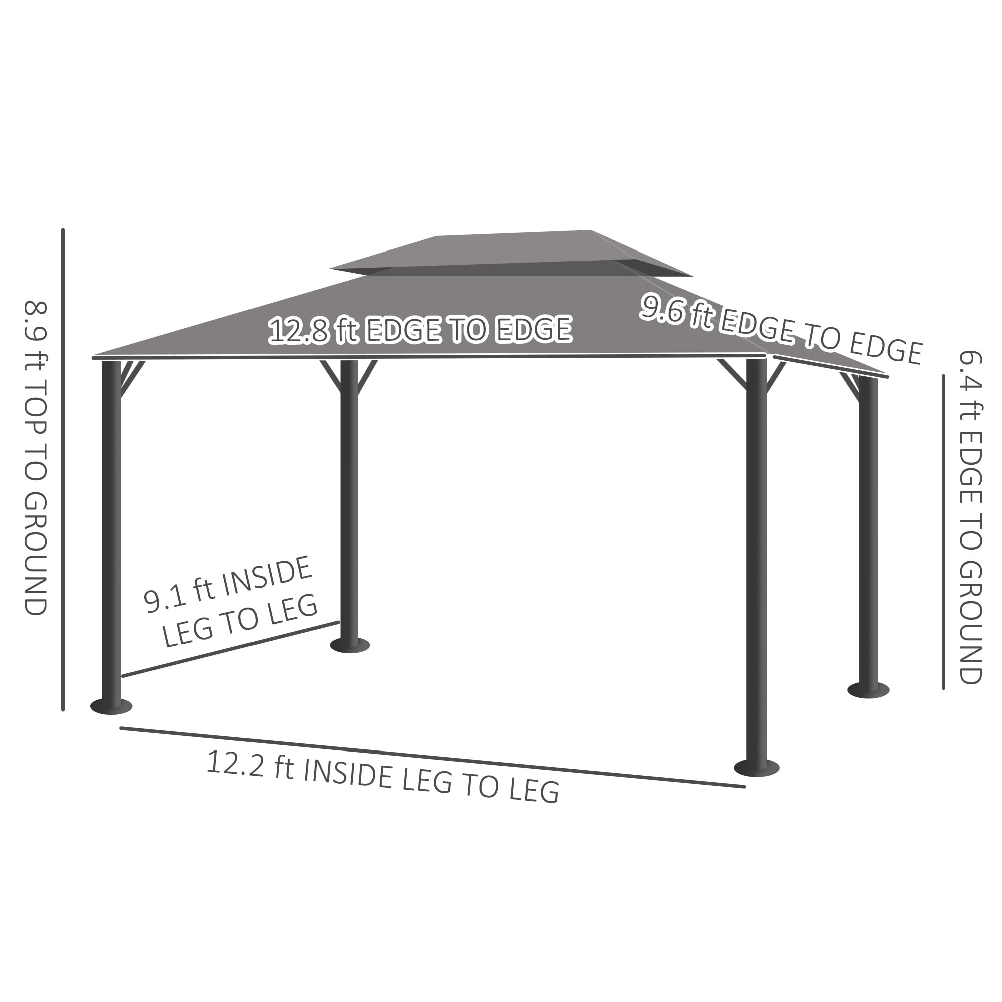 Outsunny 10' x 13' Patio Gazebo, Outdoor Gazebo Canopy Shelter with Netting and Curtains, Aluminum Frame for Garden, Lawn, Backyard and Deck, Gray