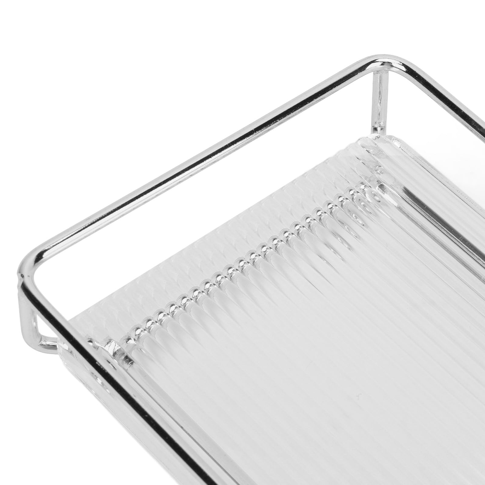 Countertop and Vanity Tray Bathroom Counter Tray Bathroom Countertop Organizer, Stainless Steel Acrylic Bathroom Vanity Tray for Cosmetics Living Items (Silver Single Layer Large Size)