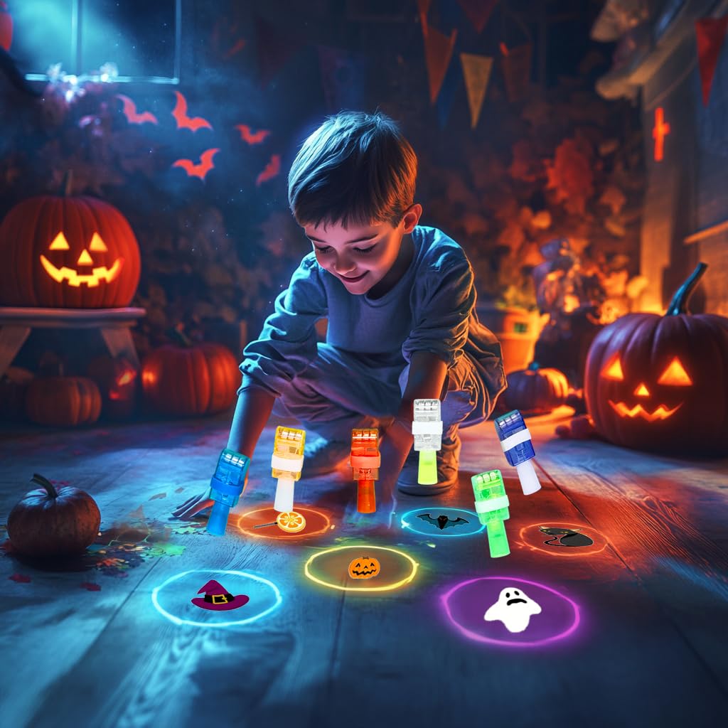 Cherislpy LED Light Up Finger Lights Halloween Party Favors, 24Pcs Glow in The Dark Toys, Goodie Bag Fillers, Pinata Stuffers, Treats for Trick or Treat, Classroom Gifts