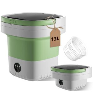 Portable Washing Machine, Mini Washer 13L Upgraded Capacity with 3 Modes Deep Cleaning for Underwear, Shirt, Baby Clothes, Small Items.Foldable Mini Laundry Washer for Apartments,Camping,Travel(Green)