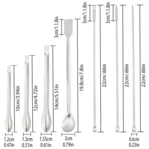 ZZLZX 10PCS Stainless Steel Trace Medicine Spoon Scraper Set Long Reagent Sampling Spoon Lab Mini Spatula Suitable for Deep Mouth Bottles Jars Extractable Materials