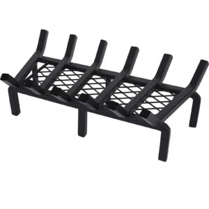 20 inch fireplace grate with ember retainer,cast iron fireplace log grate,fireplace log holder,heavy duty solid steel fireplace wood holder,wood stove wrought rack for indoor hearth outdoor fireplace