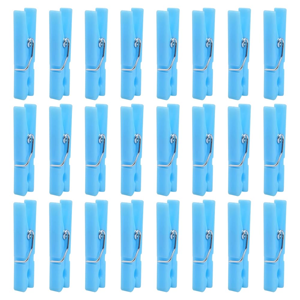 100 Pcs Plastic Clothes Pins Baby Shower Clothes Pins Photo Paper Clips Picture Hanging Clips Small Clothing Pegs Mini Craft Clothespins for Home Office Decoration Blue