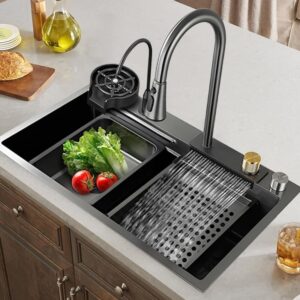 waterfall kitchen sink, single bowl stainless steel kitchen sink,drop-in kitchen sink 29.52